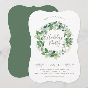 Natural Wreath Holiday Party Invitation