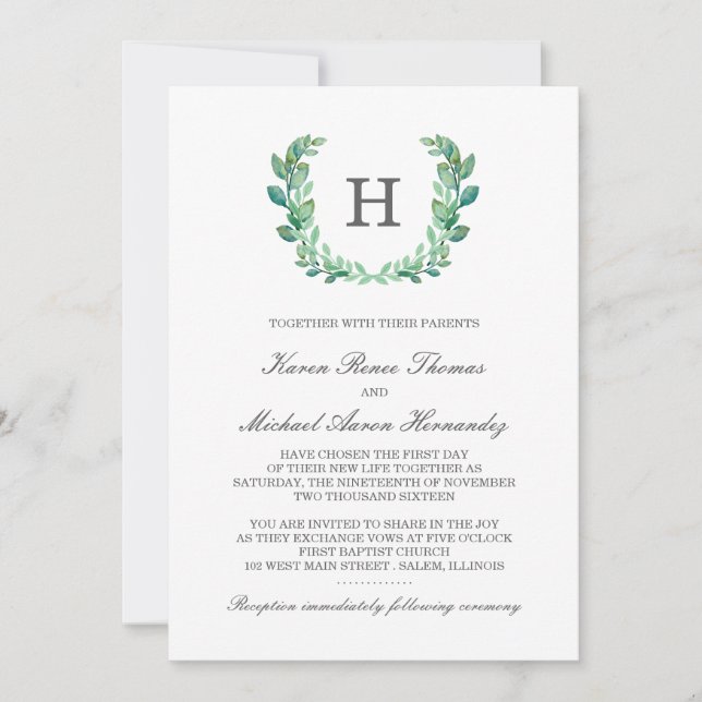 Natural Wreath Wedding Invitation (Front)