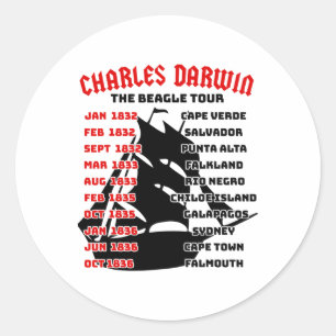 Naturalist Charles Darwin Beagle Meme Tour Earth D Classic Round Sticker