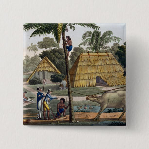 Naturalists question natives near Kupang, Timor, p 15 Cm Square Badge