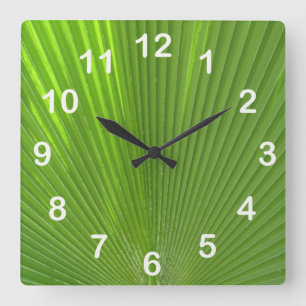 Naturally Cool Surfaces_Palm Frond (with numbers) Square Wall Clock