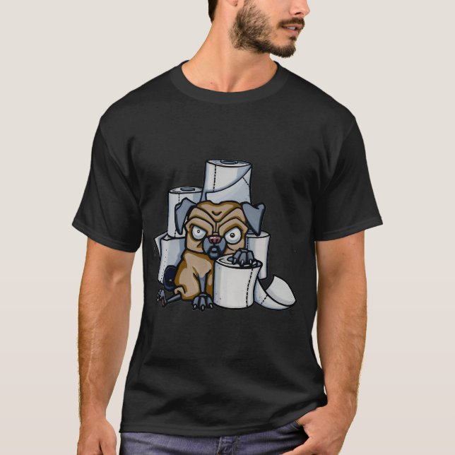 Naturally Grumpy Pug with the phrase "Good Vibes" T-Shirt (Front)