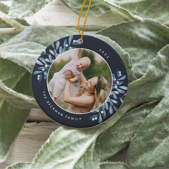 Naturally Joyful | Botanical Personalised Photo Ceramic Ornament (Creator Uploaded)