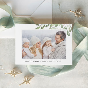 Naturally Joyful Elegant Botanical Photo Holiday Card