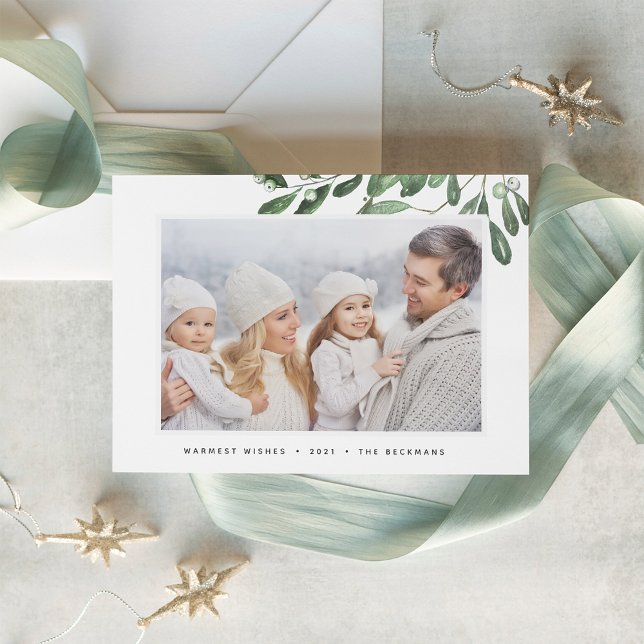 Naturally Joyful | Elegant Botanical Photo Holiday Card (Creator Uploaded)