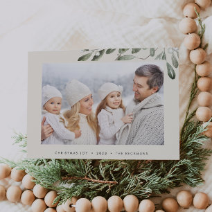 Naturally Joyful   Elegant Single Photo Holiday Card