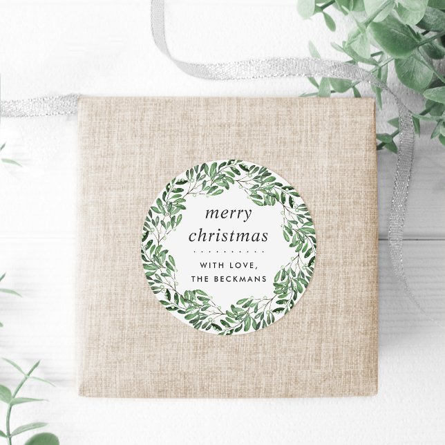 Naturally Joyful | Forest | Personalised Christmas Classic Round Sticker (Creator Uploaded)