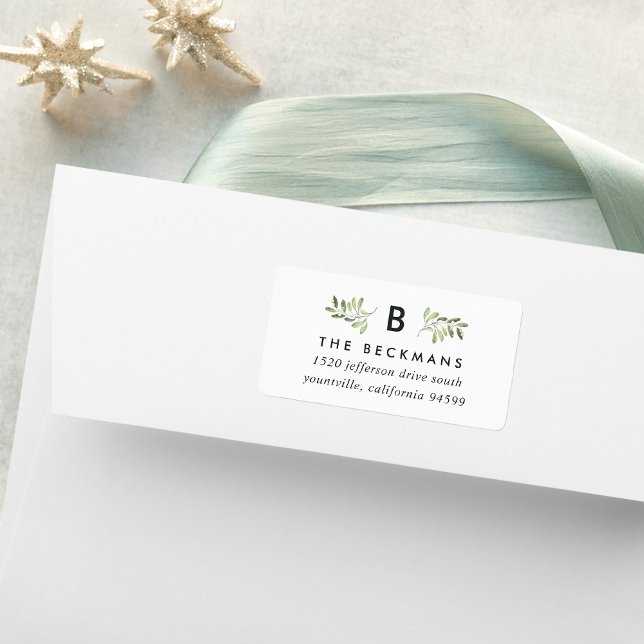 Naturally Joyful Monogram Return Address Label (Creator Uploaded)