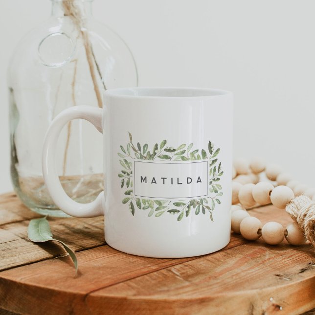 Naturally Joyful Personalised Watercolor Botanical Coffee Mug (Creator Uploaded)