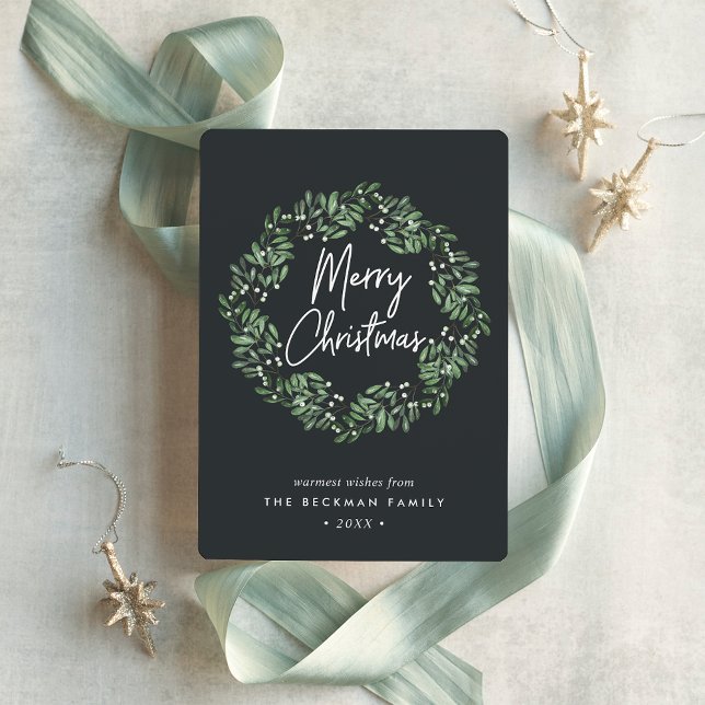 Naturally Joyful | Watercolor Wreath Christmas Holiday Card (Creator Uploaded)