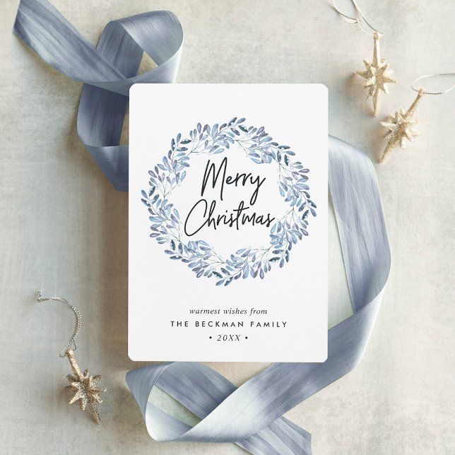 Naturally Joyful | Watercolor Wreath Christmas Holiday Card (Creator Uploaded)