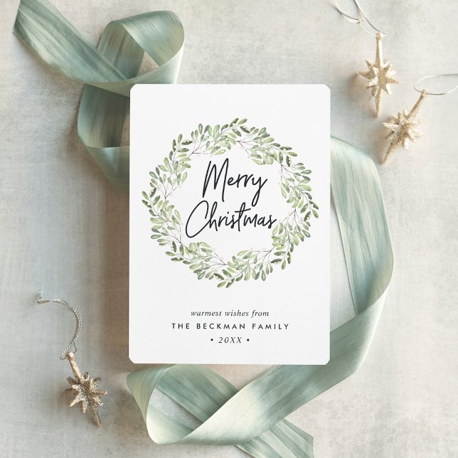 Naturally Joyful | Watercolor Wreath Christmas Holiday Card (Creator Uploaded)
