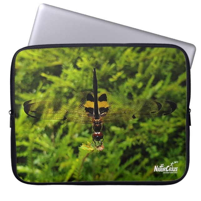 NaturCraze Black & Yellow Dragonfly Laptop Sleeve (Front)
