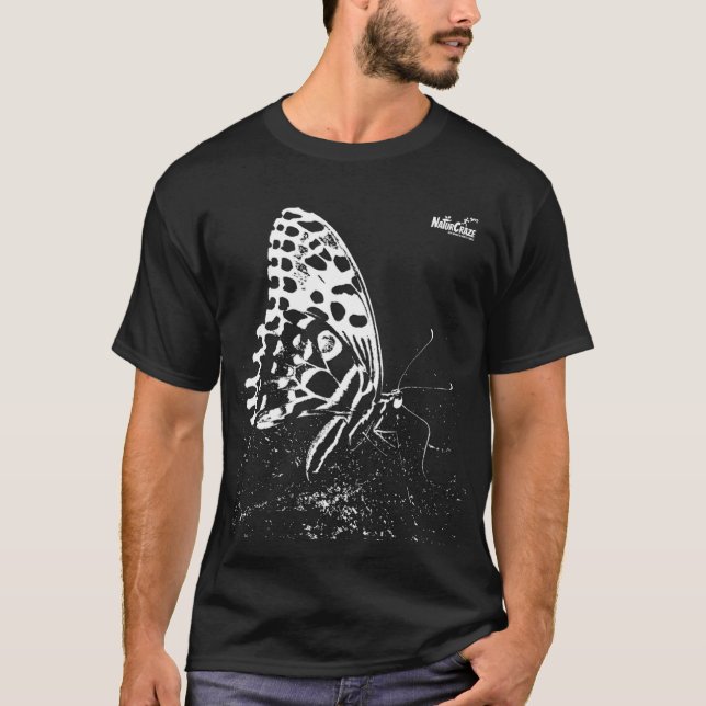NaturCraze White Butterfly Black T-Shirt (Front)