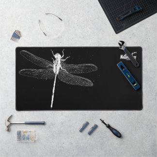 NaturCraze White Dragonfly Black Desk Mat