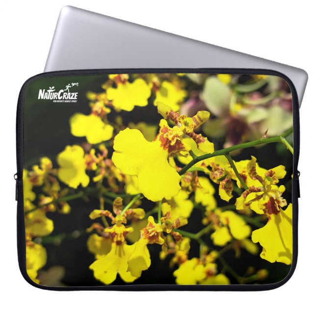 NaturCraze Yellow Orchid Flowers Laptop Sleeve (Front)