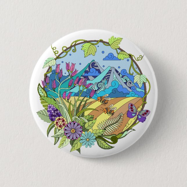 Nature 6 Cm Round Badge (Front)