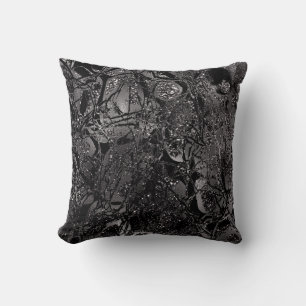 Nature Abstract Glam Cell Glitter Black Grey Grey Cushion