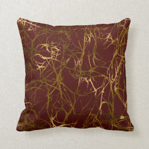 Nature Abstract Marsala Woodlad Sepia Gold Burgund Cushion