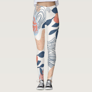 Nature Abstract Shapes Seamless Pattern Leggings