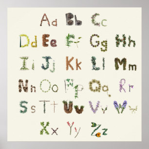 Nature Alphabet Kids Educational Botanical ABC  Poster