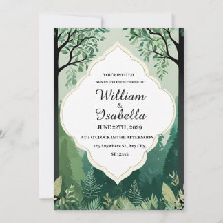 Nature and Forest-Themed Wedding Invitation Card