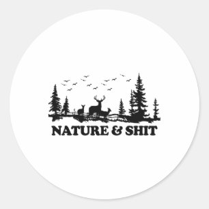 Nature And Funny Camp Lake Cabin Hiking Camping Classic Round Sticker