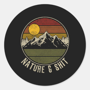 Nature And - Funny Vintage Mountains Hiking Campin Classic Round Sticker