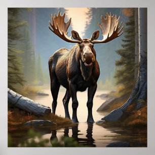 *~* Nature AP49 Close Up MOOSE Forest Woods Poster