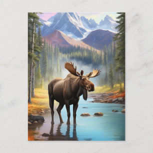 *~* Nature AP49 MOOSE Mountain Forest STREAM Postcard