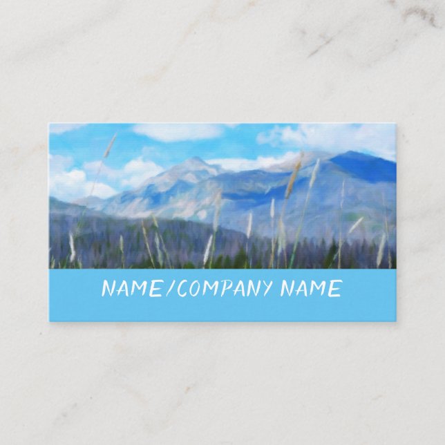 nature art mountain landscape blue custom business card (Front)