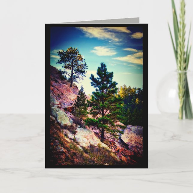 nature art mountain pine trees photo art blank  card (Front)