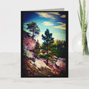 nature art mountain pine trees photo art blank  card