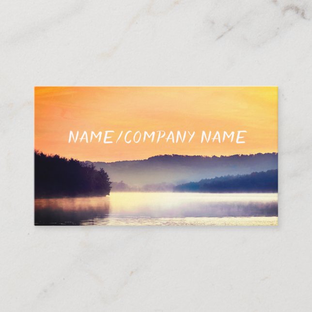  nature art mountain trees sunrise landscape business card (Front)