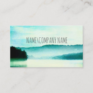  nature art tranquillity blue and teal foggy lake  business card