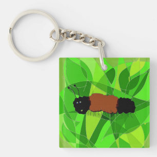 Nature Art with Woolly Bear on Keychain