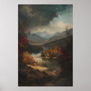Nature Autumn Colors River Landscape Art Printable Poster