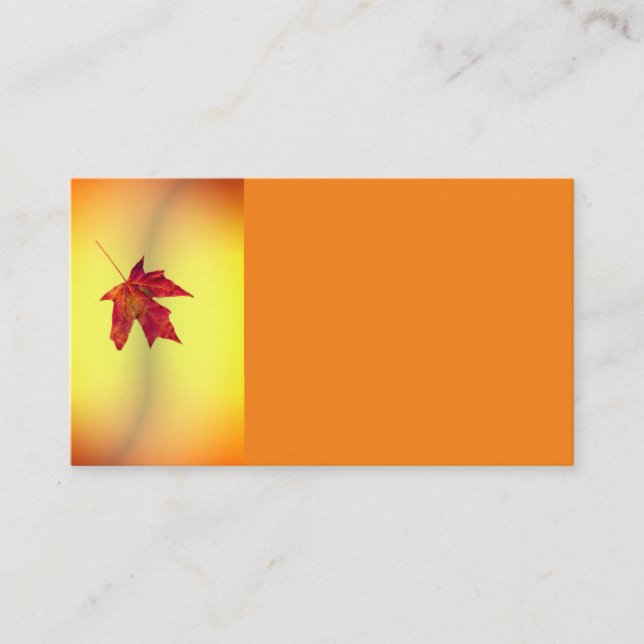 nature autumn maple leaf orange business card (Front)