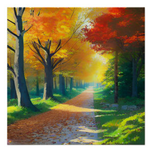 Nature Autumn Trees in The Forest Poster