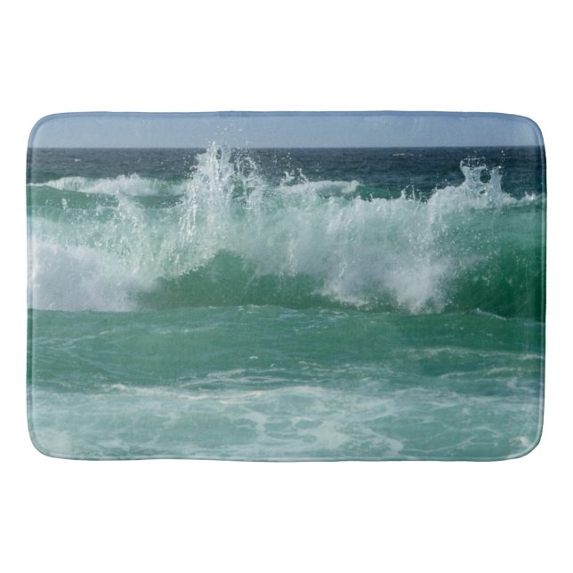 Nature Beach Sea Waves Modern Template Large Bath Mat (Front)