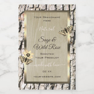 Nature Beige Tree Bark Gold Frame Product Labels