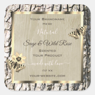 Nature Beige Tree Bark Gold Frame Product Labels