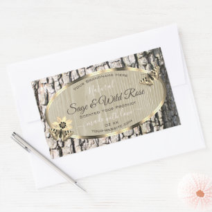 Nature Beige Tree Bark Gold Frame Product Labels