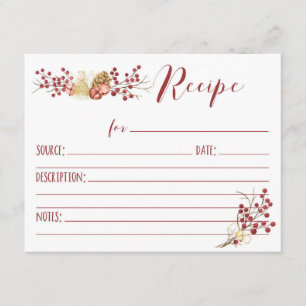 Nature Berries & Bells Holiday Recipe Card