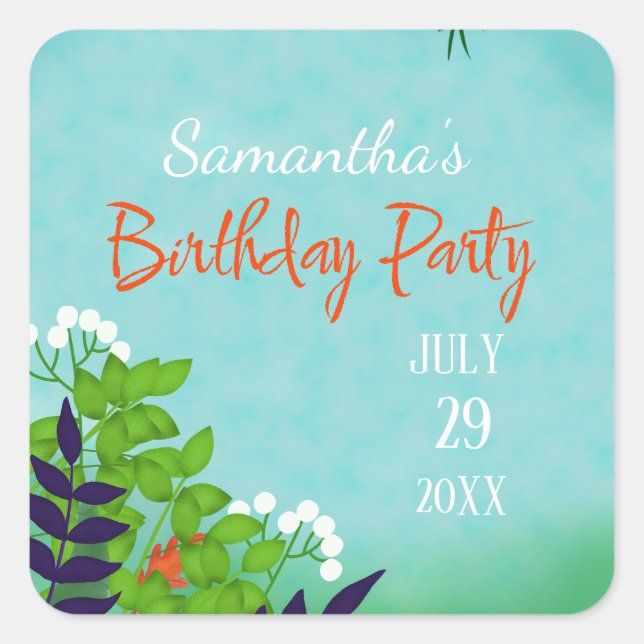 Nature Birthday Party  Square Sticker (Front)