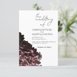 Nature Black & White Hydrangea Wedding Invitation