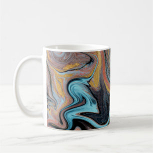 Nature blue and green marbling with golden glitter coffee mug