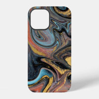 Nature blue and green marbling with golden glitter