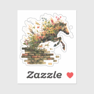 Nature Botanical Floral Horse Jumping