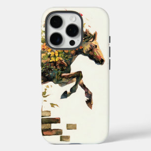 Nature Botanical Floral Horse Jumping iPhone 16 Pro Case